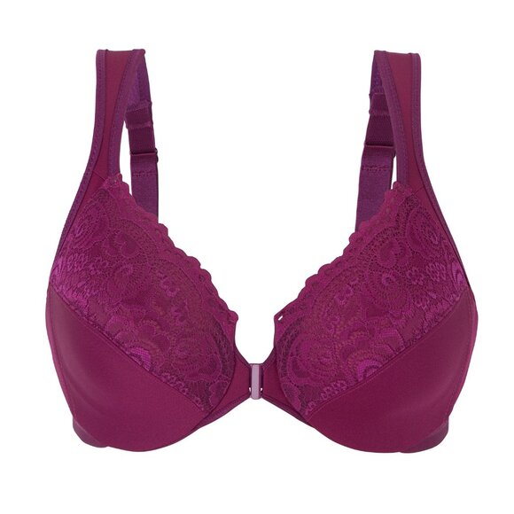 WONDERWIRE Bra 34C FRONT-CLOSE (Shapes Sides Too!) WIDE-STRAPS Purple NEW SEALED - Picture 10 of 16